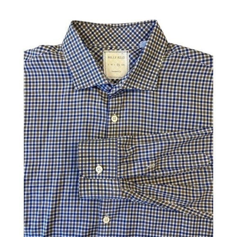 Billy Reid Mens Tuscumbia Button Up Shirt Size XL‎ Blue White Gray Gingham